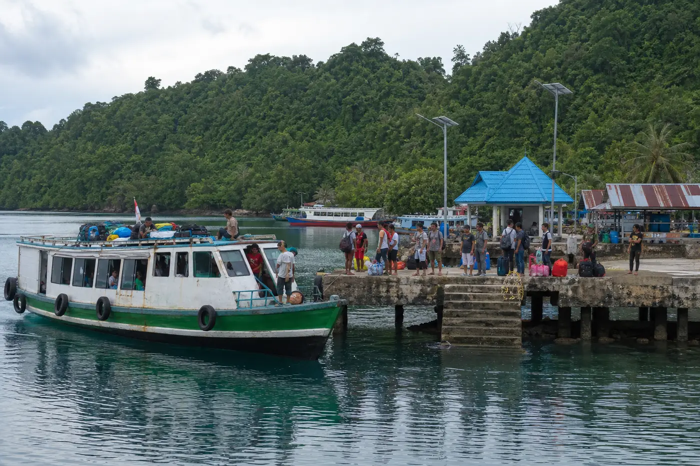 Passenger ferry at the harbour jetty in Waisai, Waigeo island, the administrative capital of Raja Ampat